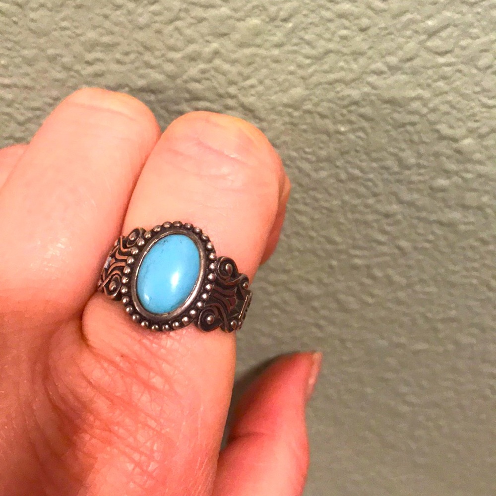Sleeping beauty turquoise silver ring